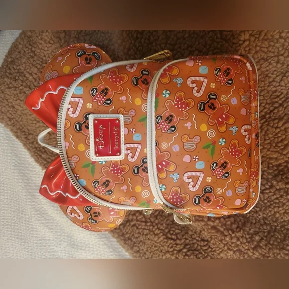 NWT Disney Mickey Minnie Christmas Gingerbread Loungefly Backpack with EARS